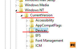 Windows NTCurrentVersionDevices
