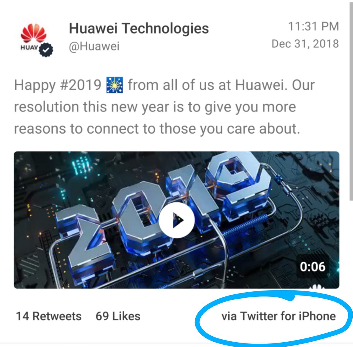 Huawei Technologies ทวิตด้วย iPhone